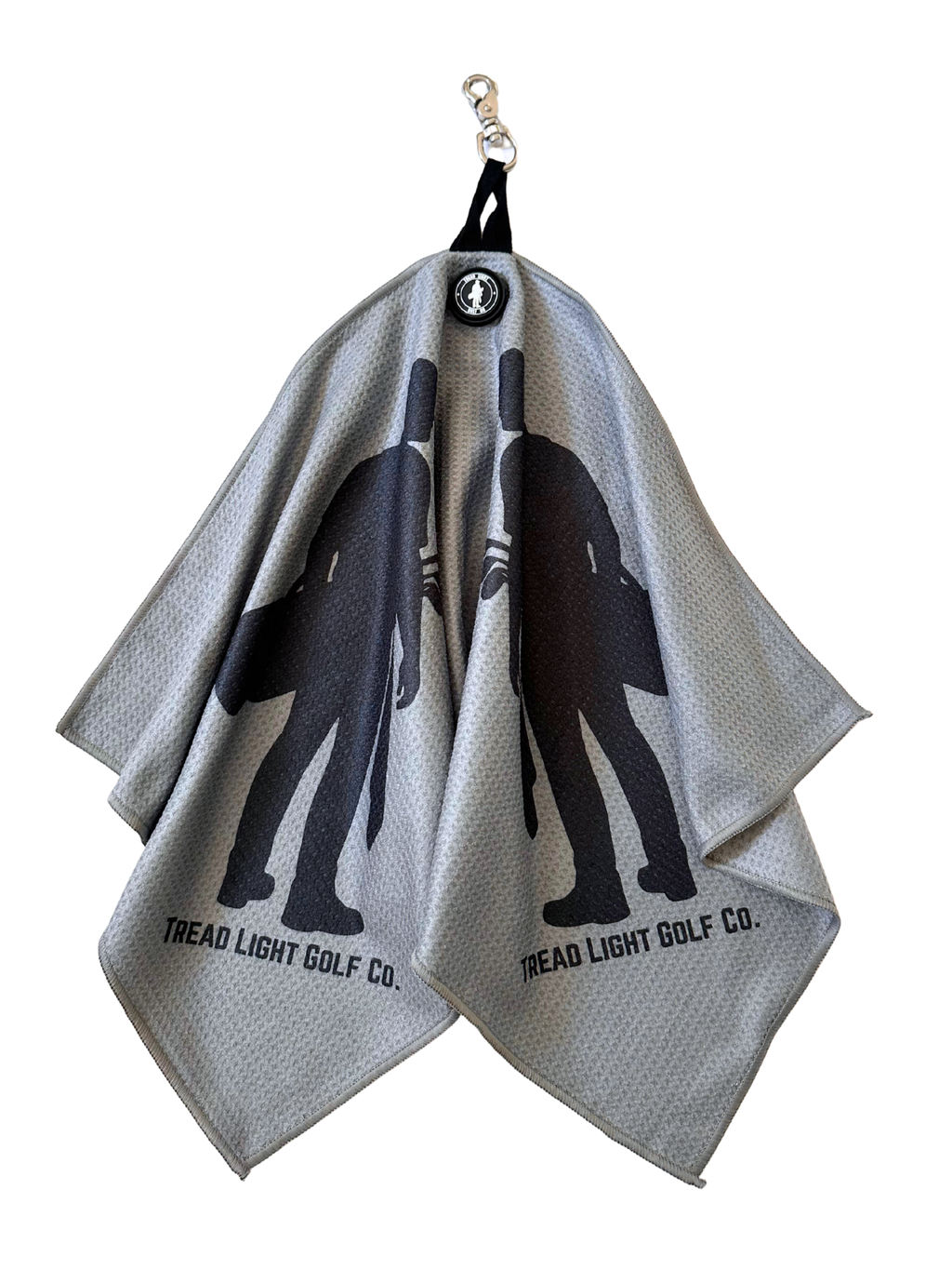 Magnetic Golf Towel w/ Quick Release Clasp - Grey & Black