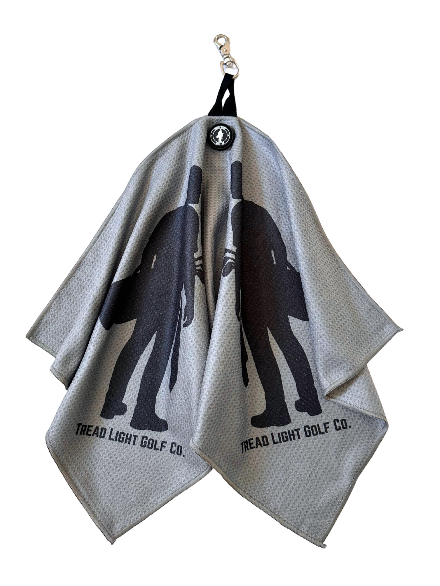 Magnetic Golf Towel w/ Quick Release Clasp - Grey & Black