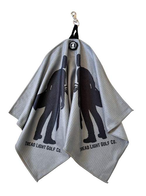 Magnetic Golf Towel w/ Quick Release Clasp - Grey & Black